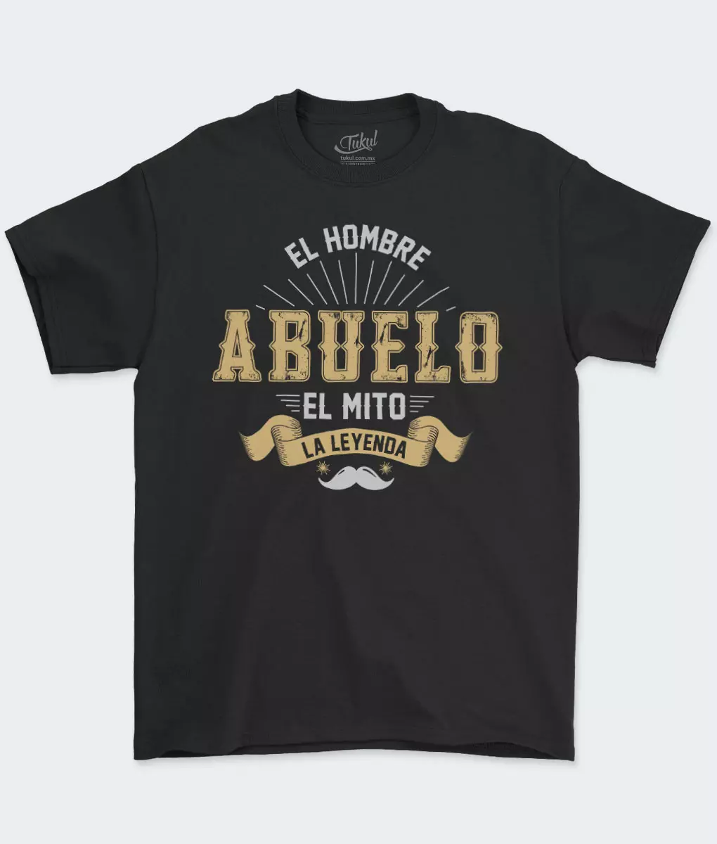 Playera Negra Hombre Abuelo La Leyenda