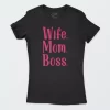 Playera Negra Mujer Wife Mom Boss