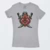 Playera Gris Jaspe Mujer Heart And Swords