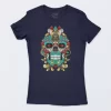 Playera Azul Marino Mujer Calavera Azteca