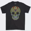 Playera Negra Hombre Calavera Huichol