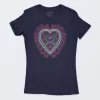 Playera Azul Marino Mujer Corazón Huichol