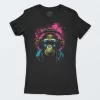 Playera Negra Mujer Monkey Headphones