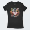 Playera Negra Mujer Tiger Water Color