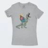 Playera Gris Jaspe Mujer Jesus T Rex