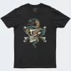 Playera Negra Hombre Snake vs Skull